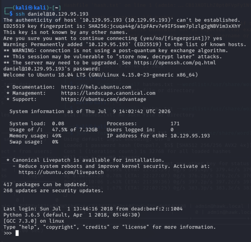 Conexión SSH exitosa